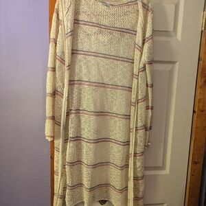 Maurices Multicolor Knit Sweater Off White With Pink & Blue Stripes